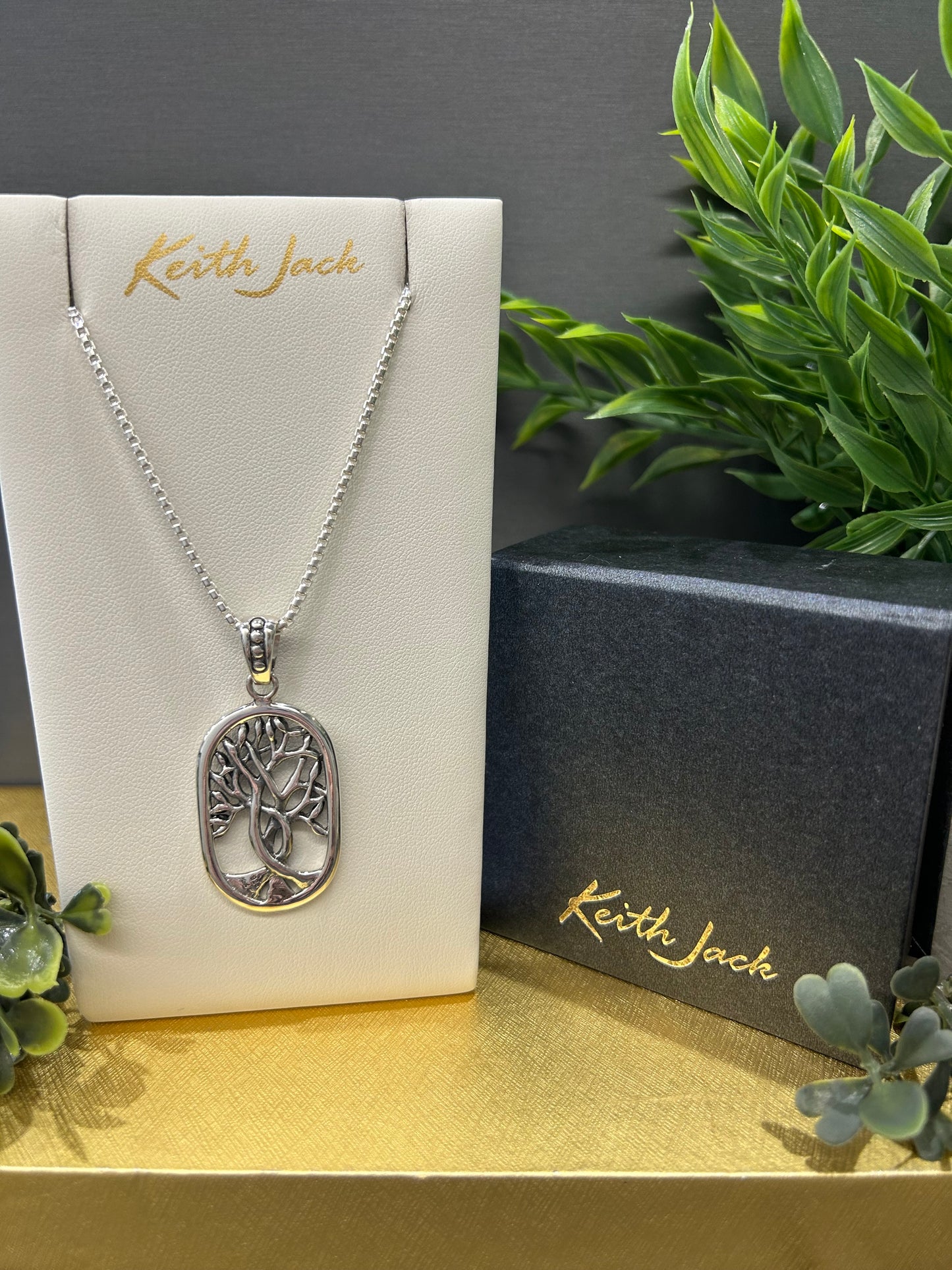 Silver and 18k Yellow Gold Tree of Life Dogtag Pendant