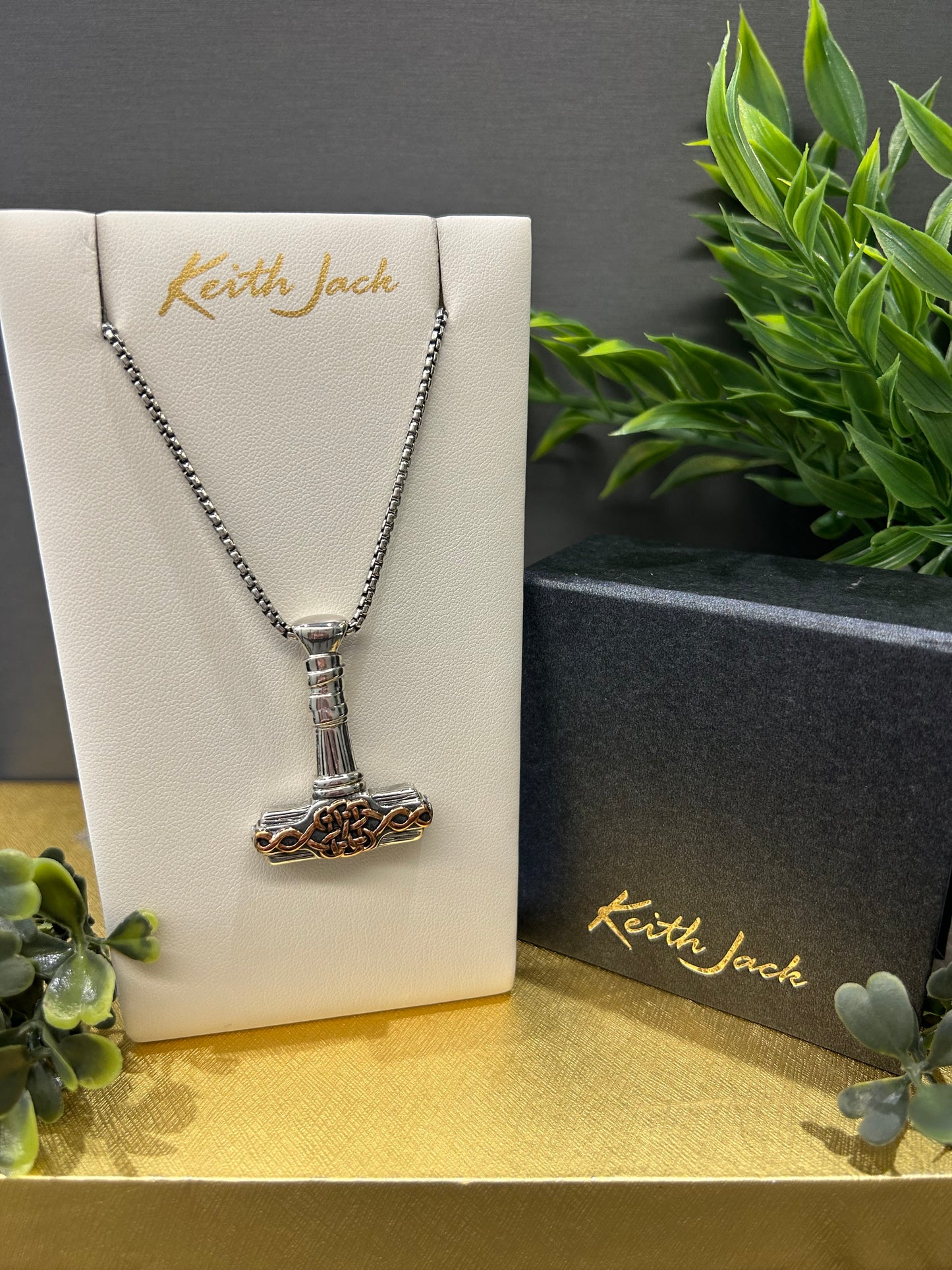 Silver and Bronze Thor's Hammer Pendant