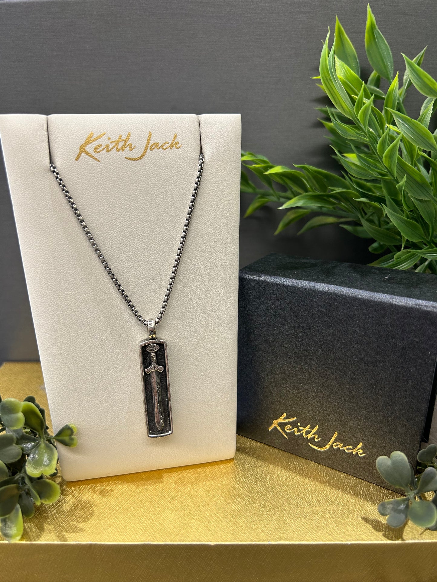 Silver and Bronze Norse Forge Framed Viking Sword Pendant