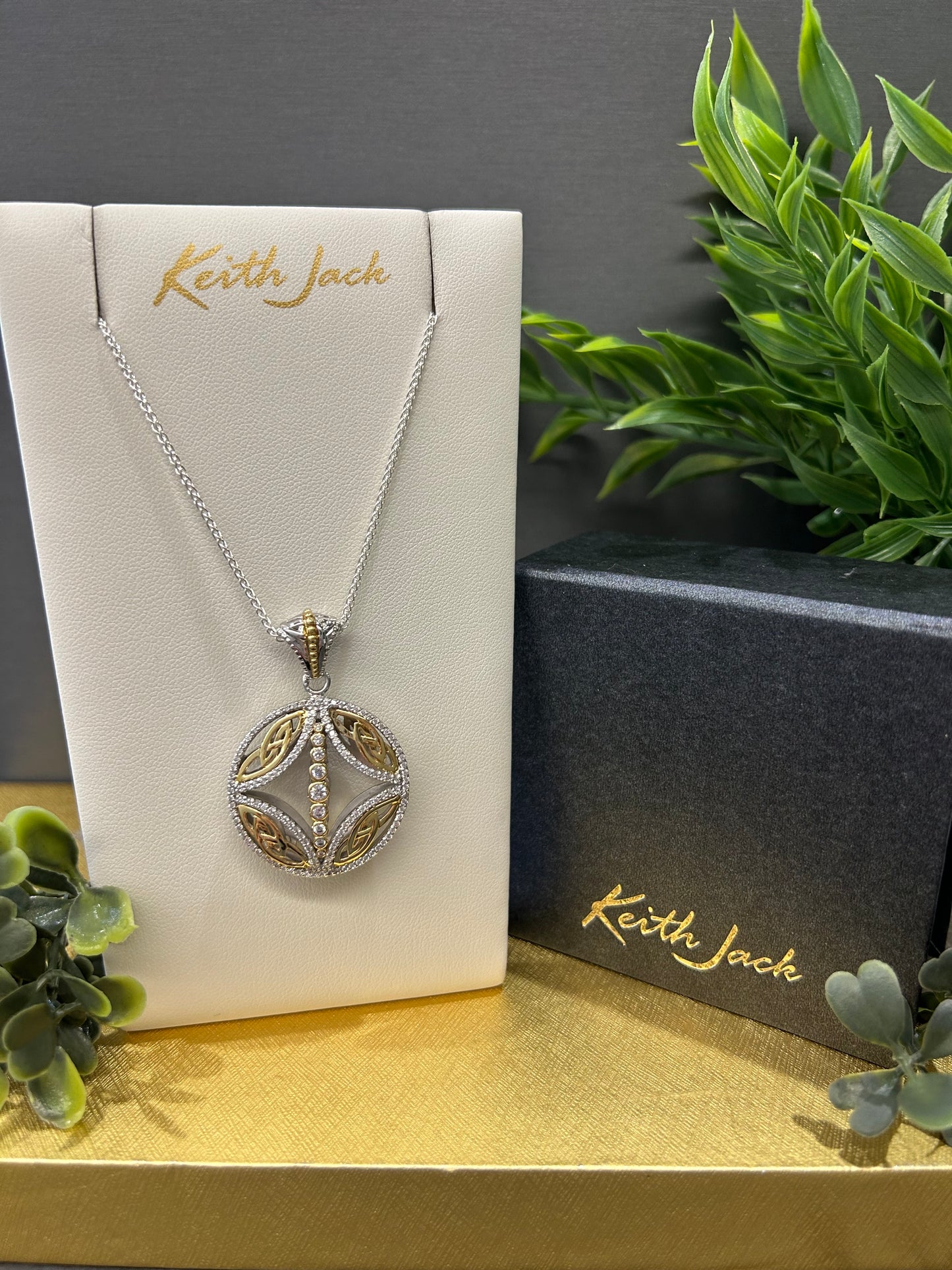 Silver and 10k Yellow Gold Bridge Pendant