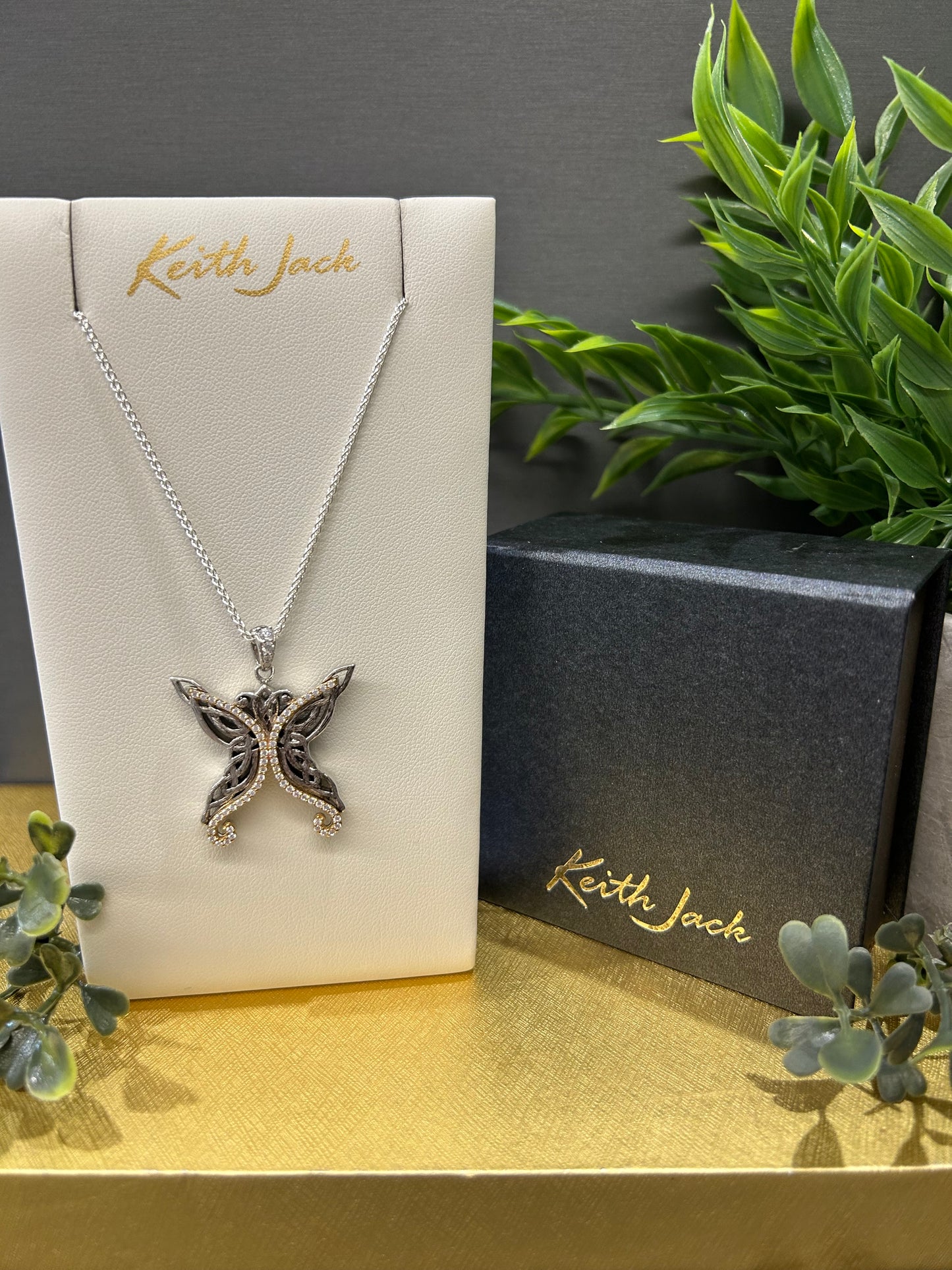 Silver and 10k Gold Butterfly Pendant