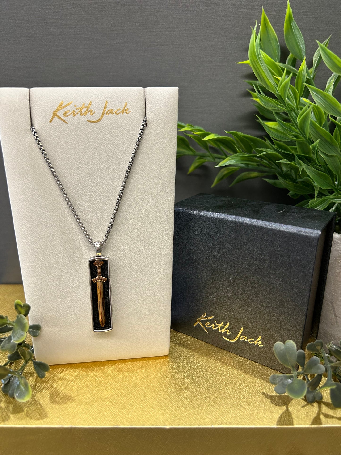Silver and Bronze Norse Forge Framed Viking Sword Pendant