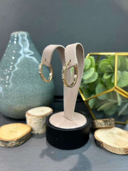 10k Gold Diamond Cut Oval Hoop Earrings