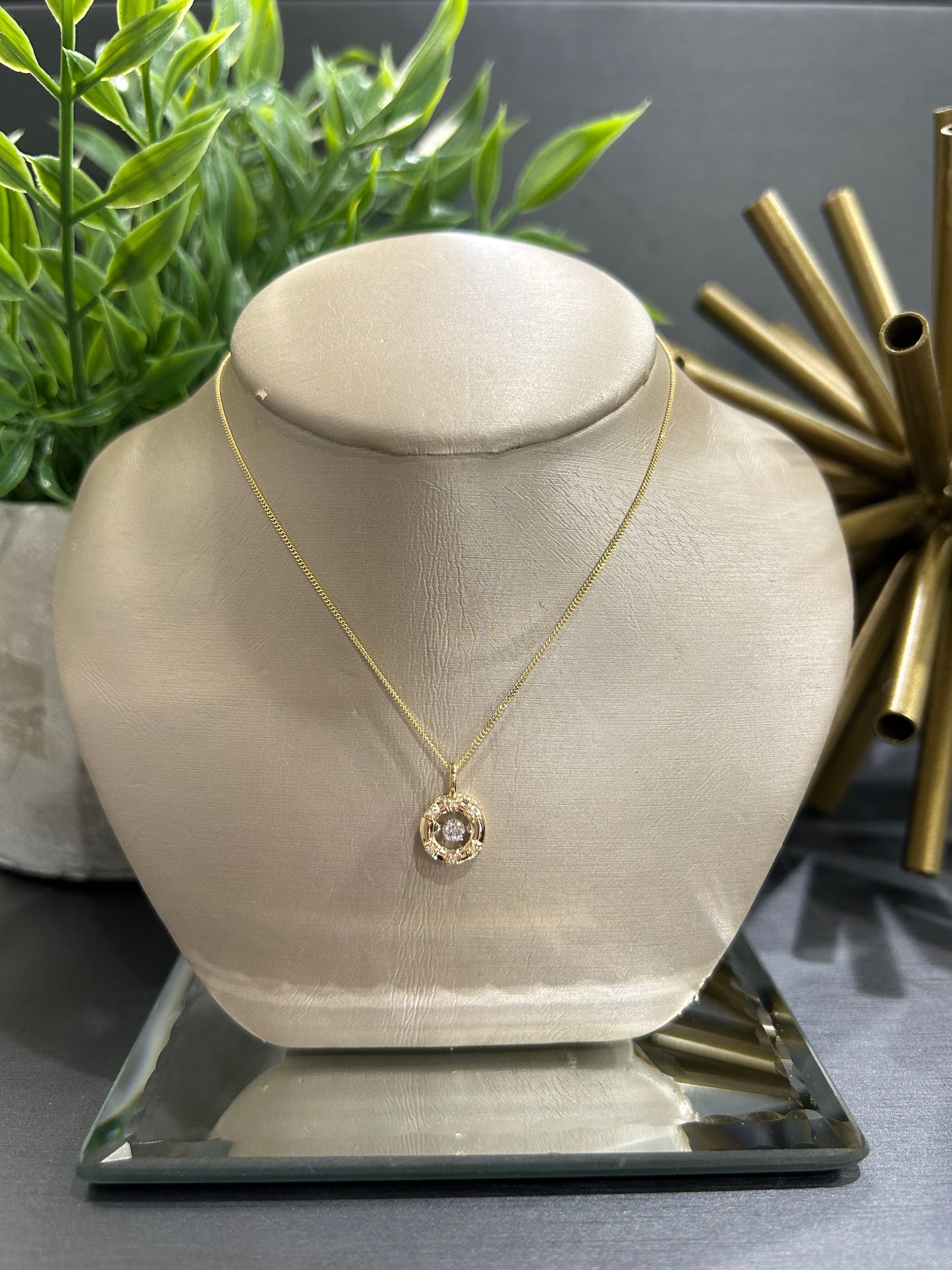 10k Gold 0.09ct Diamond Round Accent Twinkle Pendant