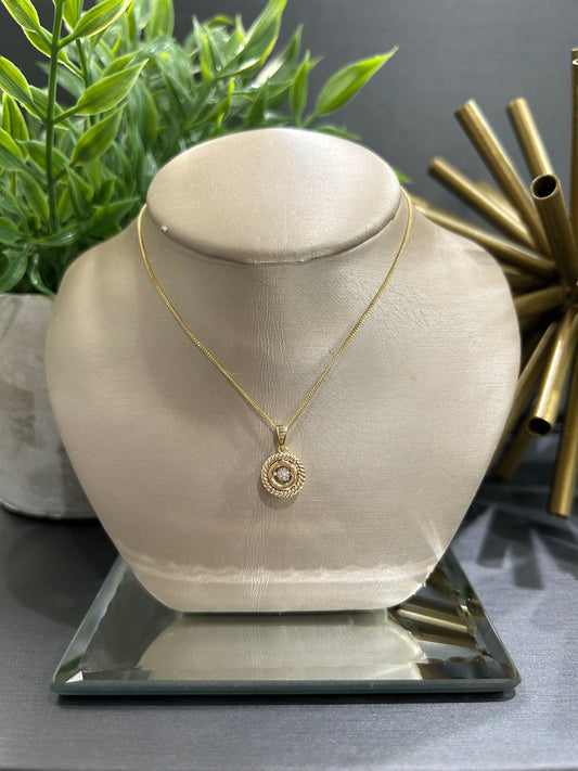 10k Gold 0.09ct Diamond Round Rope Design Twinkle Pendant