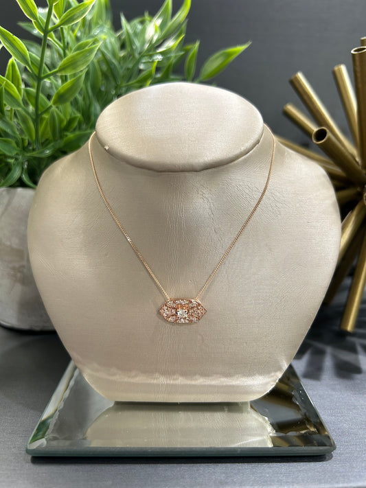 10k Rose Gold 0.18ctw Diamond Marquise Shape Necklace