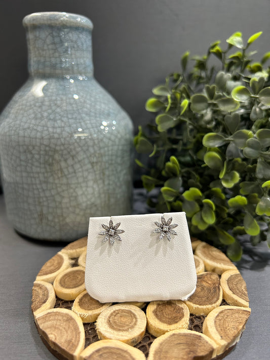 10k White Gold 0.06ctw Diamond Flower Stud Earrings