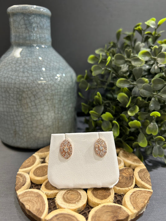 10k Rose Gold 0.14ctw Diamond Marquise Shape Stud Earrings