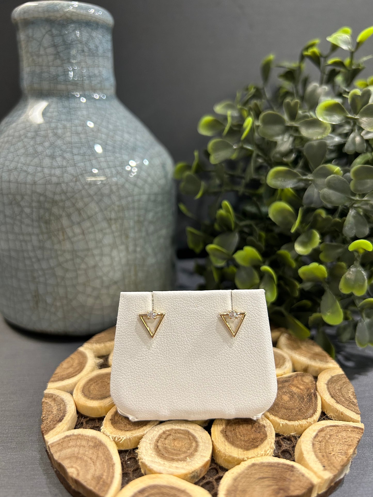 10k Yellow Gold 0.10ctw Diamond Accent Triangle Stud Earrings