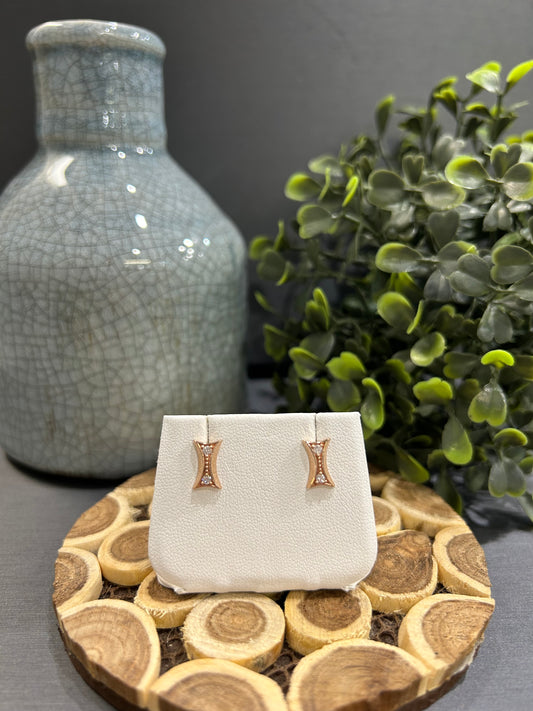 10k Rose Gold 0.08ctw Diamond Bar Style Stud Earrings