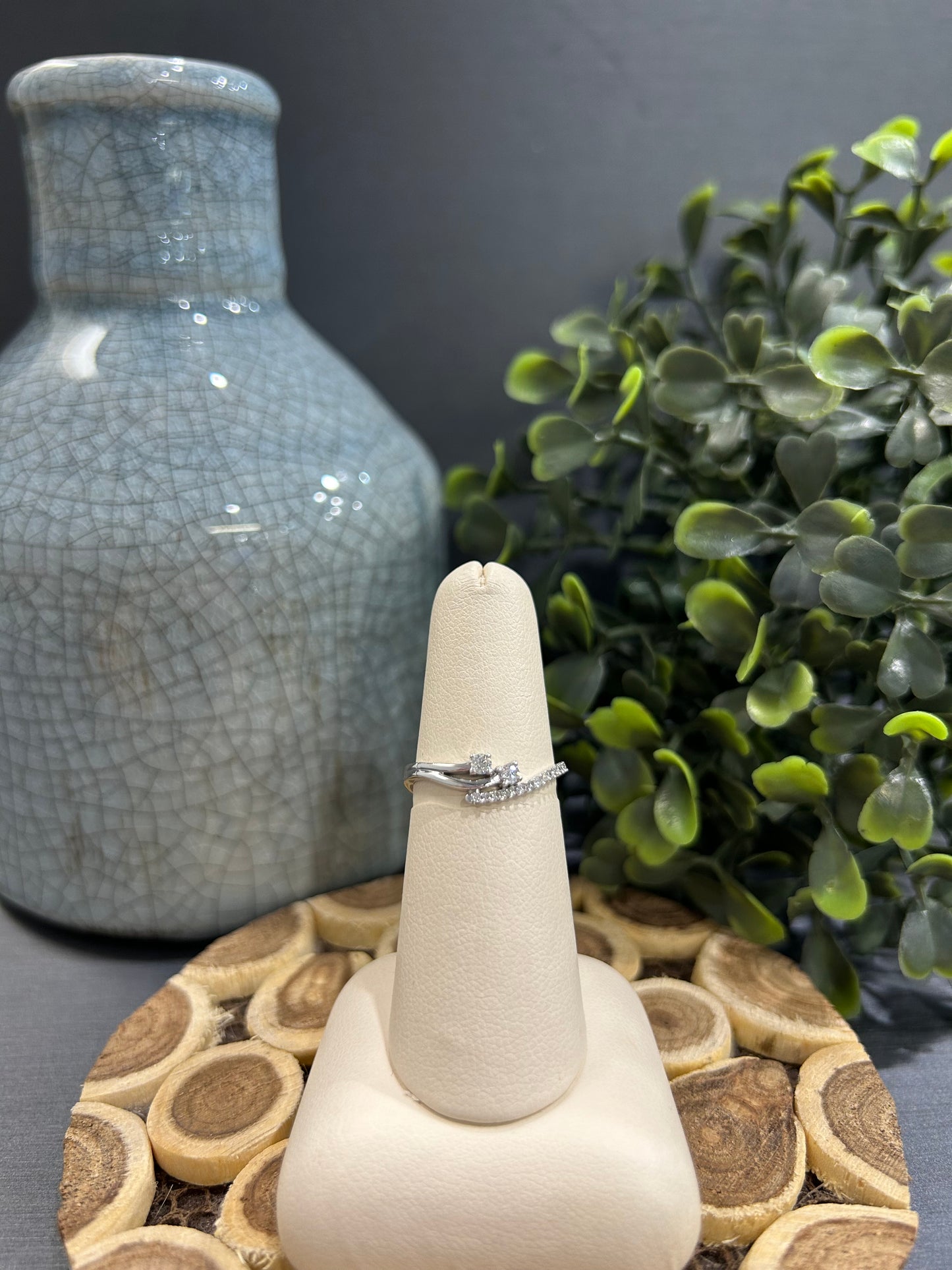 10k White Gold 0.08ctw Diamond Two Stone Ring