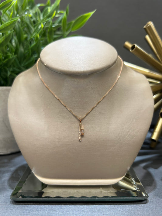 10k Rose Gold 0.05ct Diamond Baguette Bar Pendant