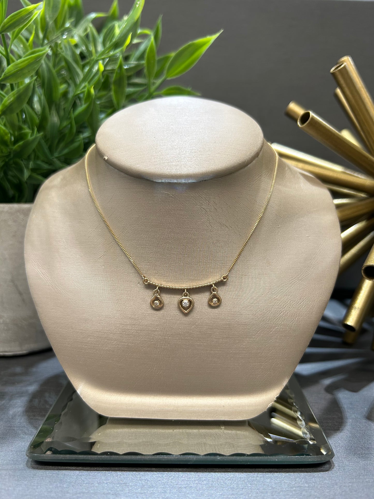 10k Yellow Gold 0.03ctw Diamond Dangle Bar Necklace
