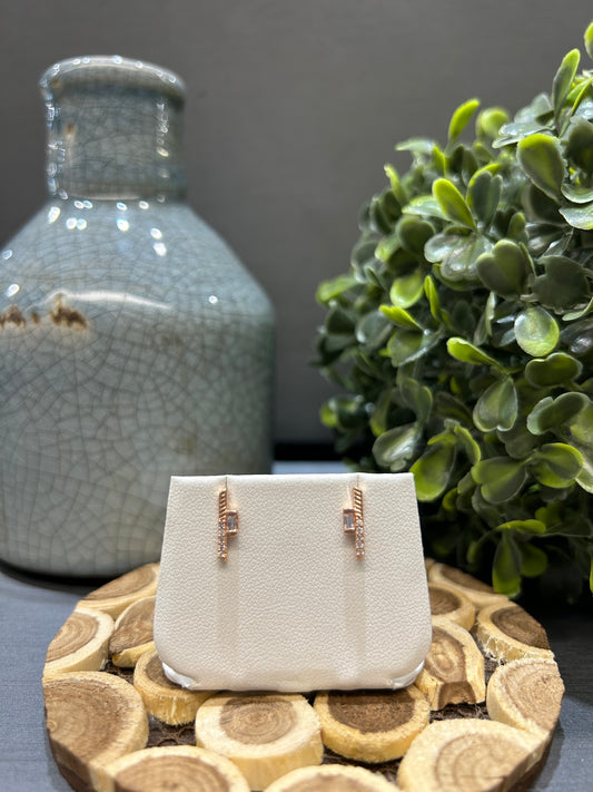 10k Rose Gold 0.10ctw Diamond Baguette Bar Stud Earrings