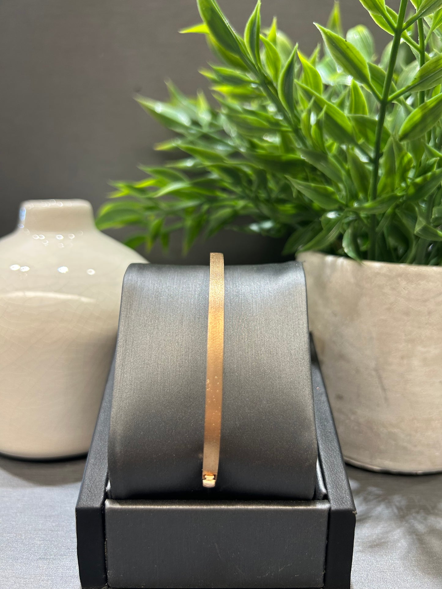 10k Rose Gold Square Brush Bangle with Clasp