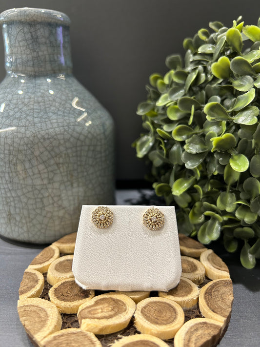 10k Gold 0.08ctw Diamond Sunflower Stud Earrings