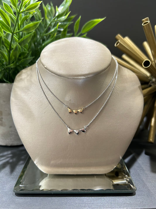 10k Two-Tone 0.02ctw Diamond Accent Double Strand Necklace