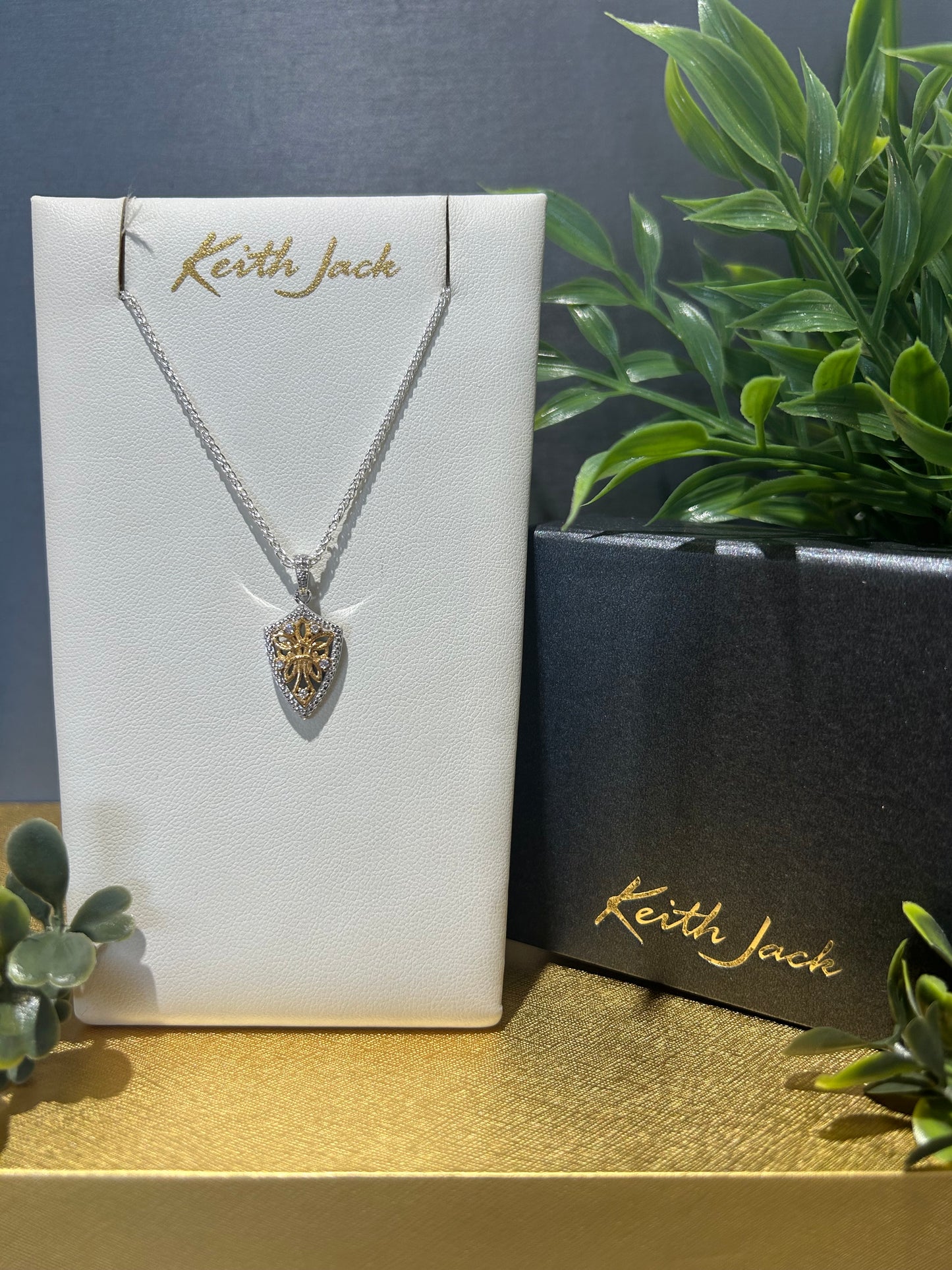 Silver and 10k Yellow Gold Guardian Angel Shield Pendant