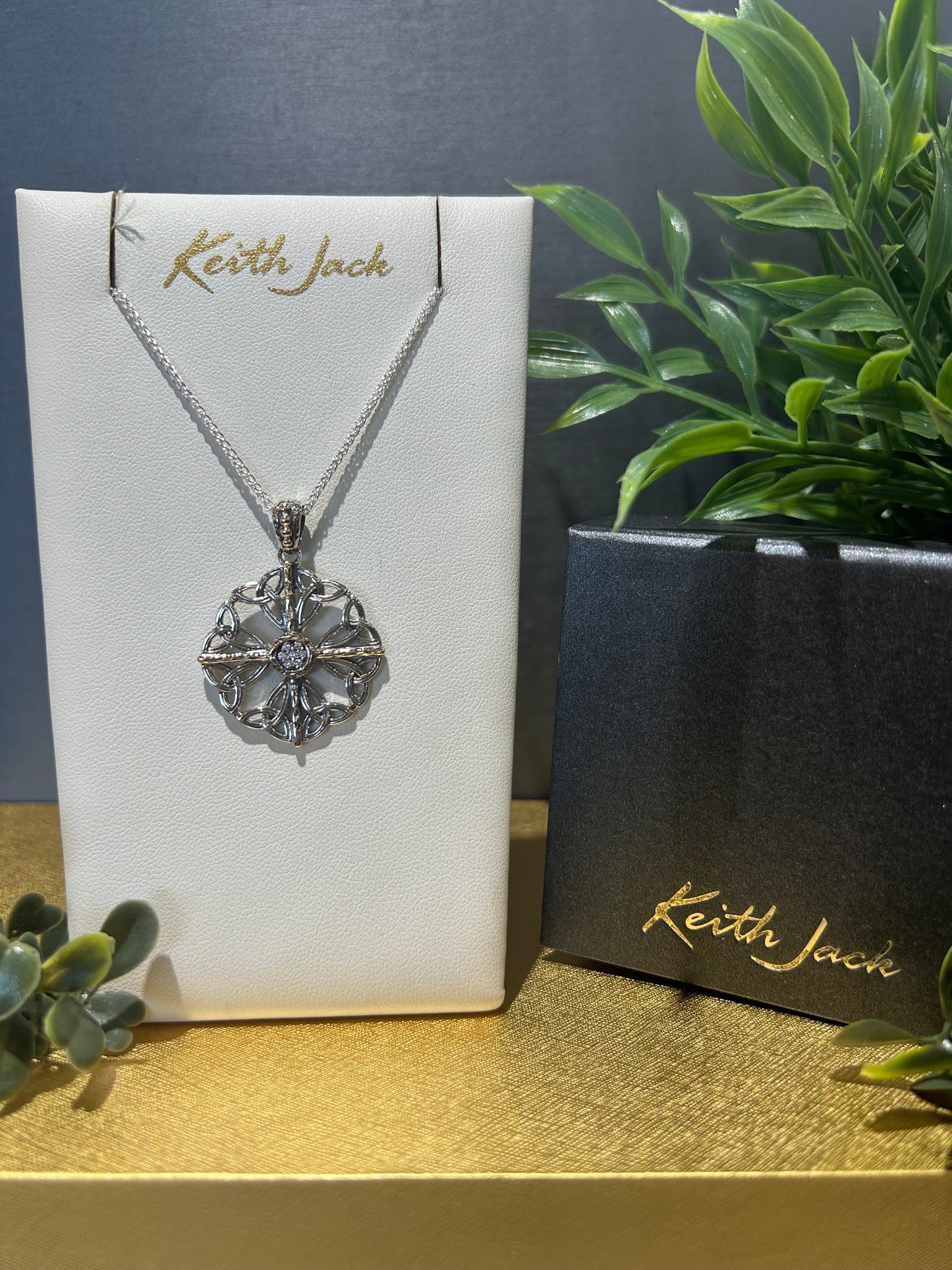 Silver and 10k Yellow Gold Celestial Open Pendant