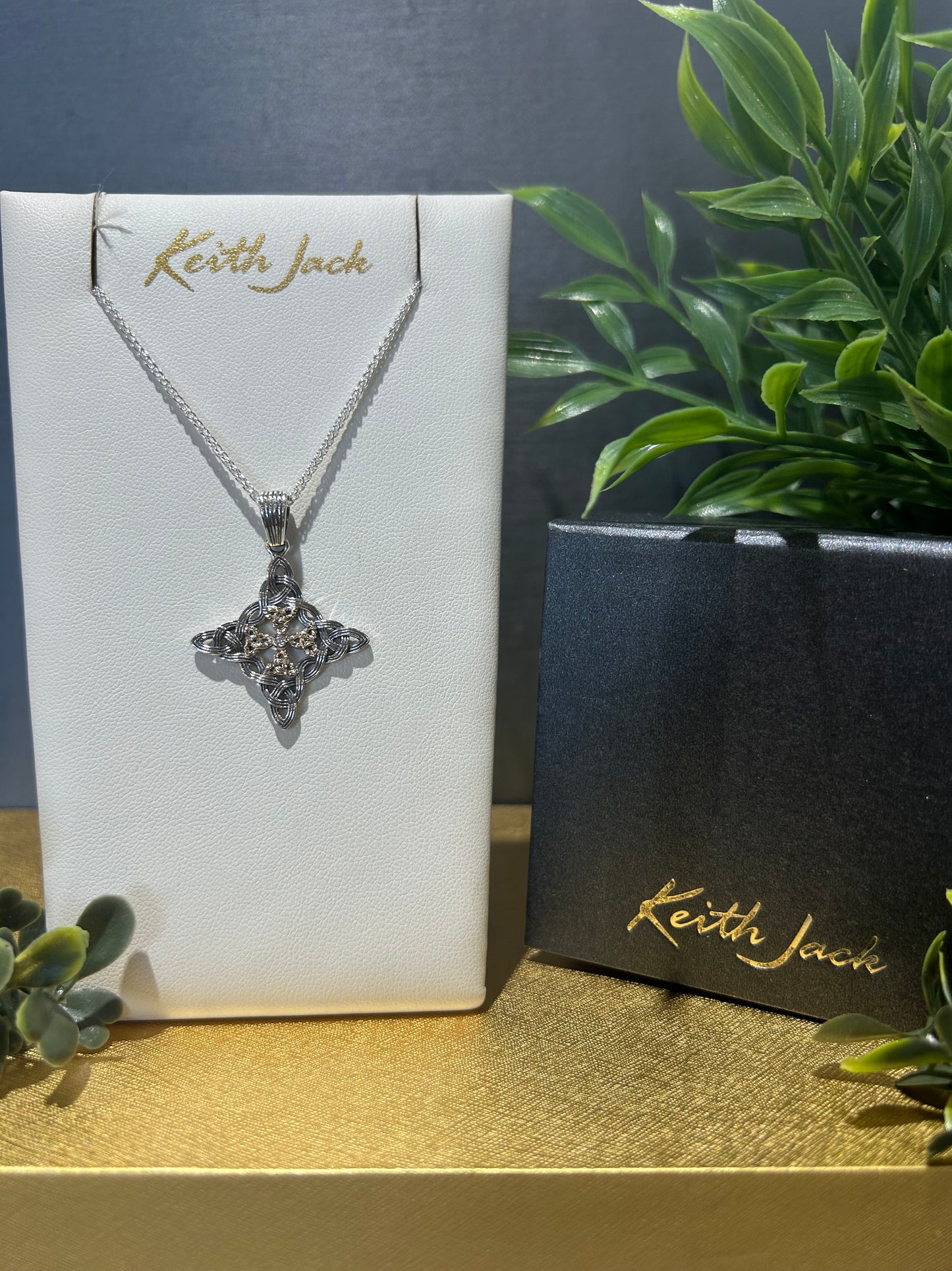 Silver and 10k Yellow Gold Four Points Celtic Cross Pendant