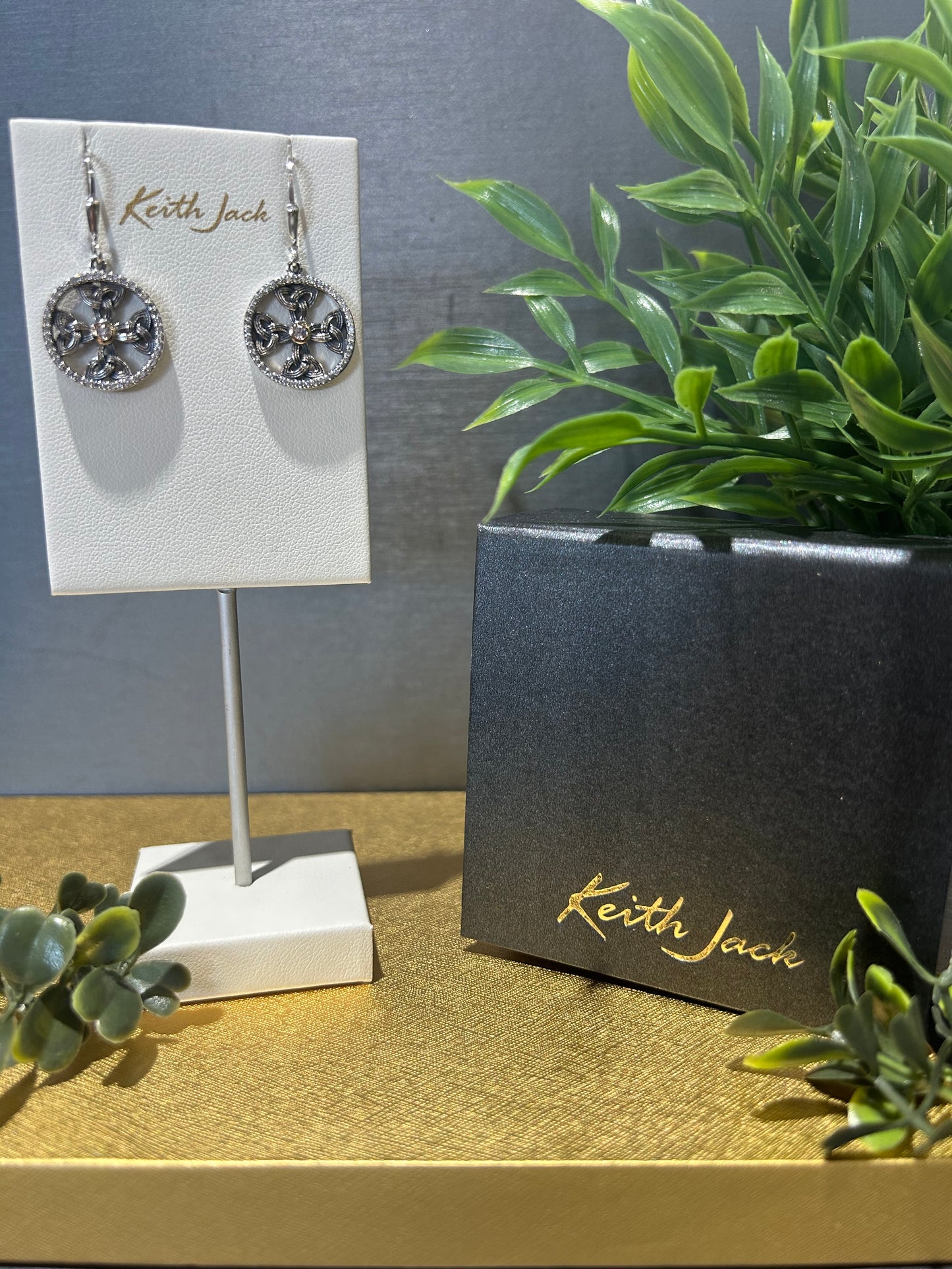 Silver and 10k Yellow Gold Celtic Cross Disc Earrings