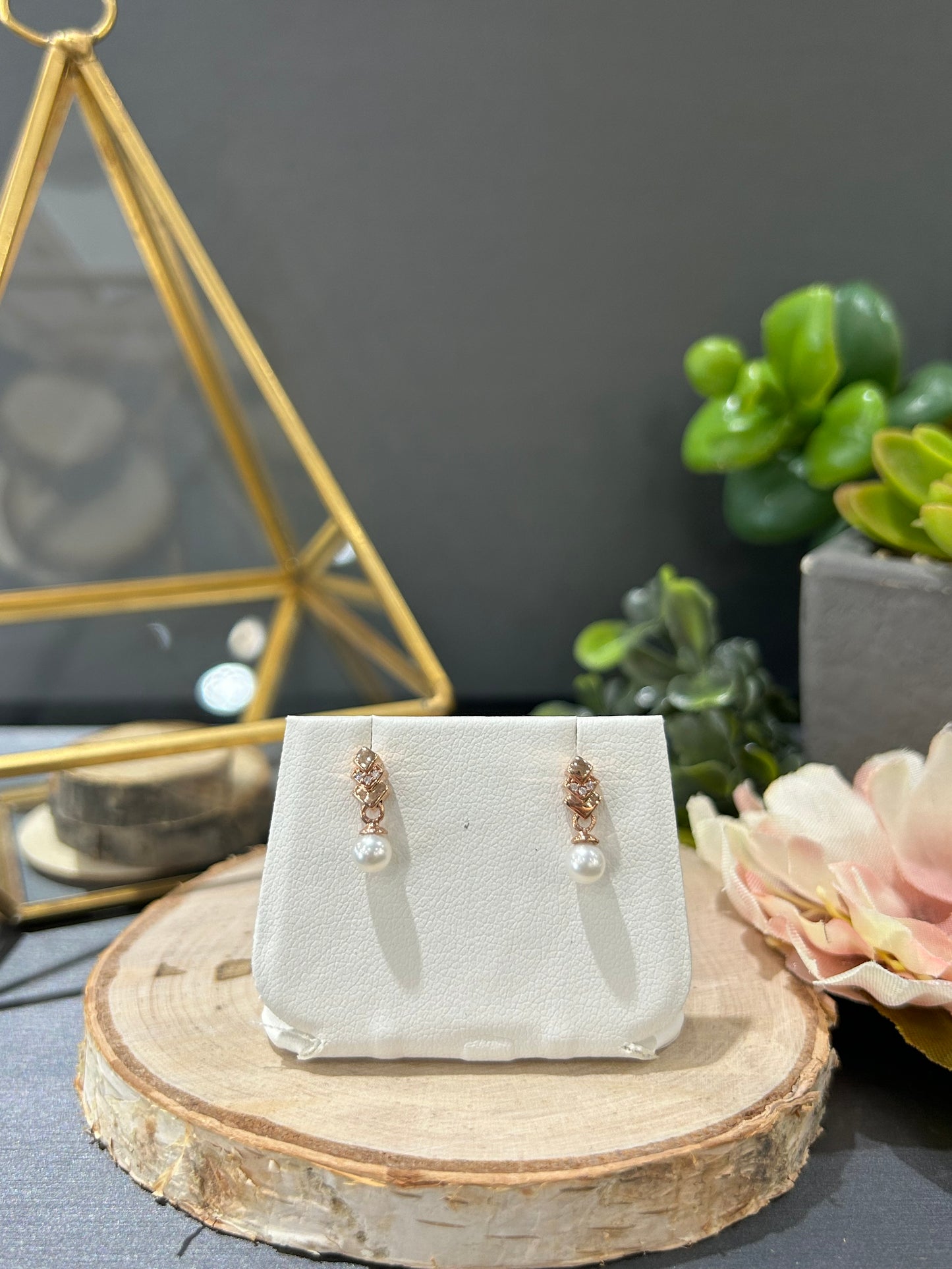 10k Rose Gold 0.06ctw Diamond Accent Dangle Stud Earrings