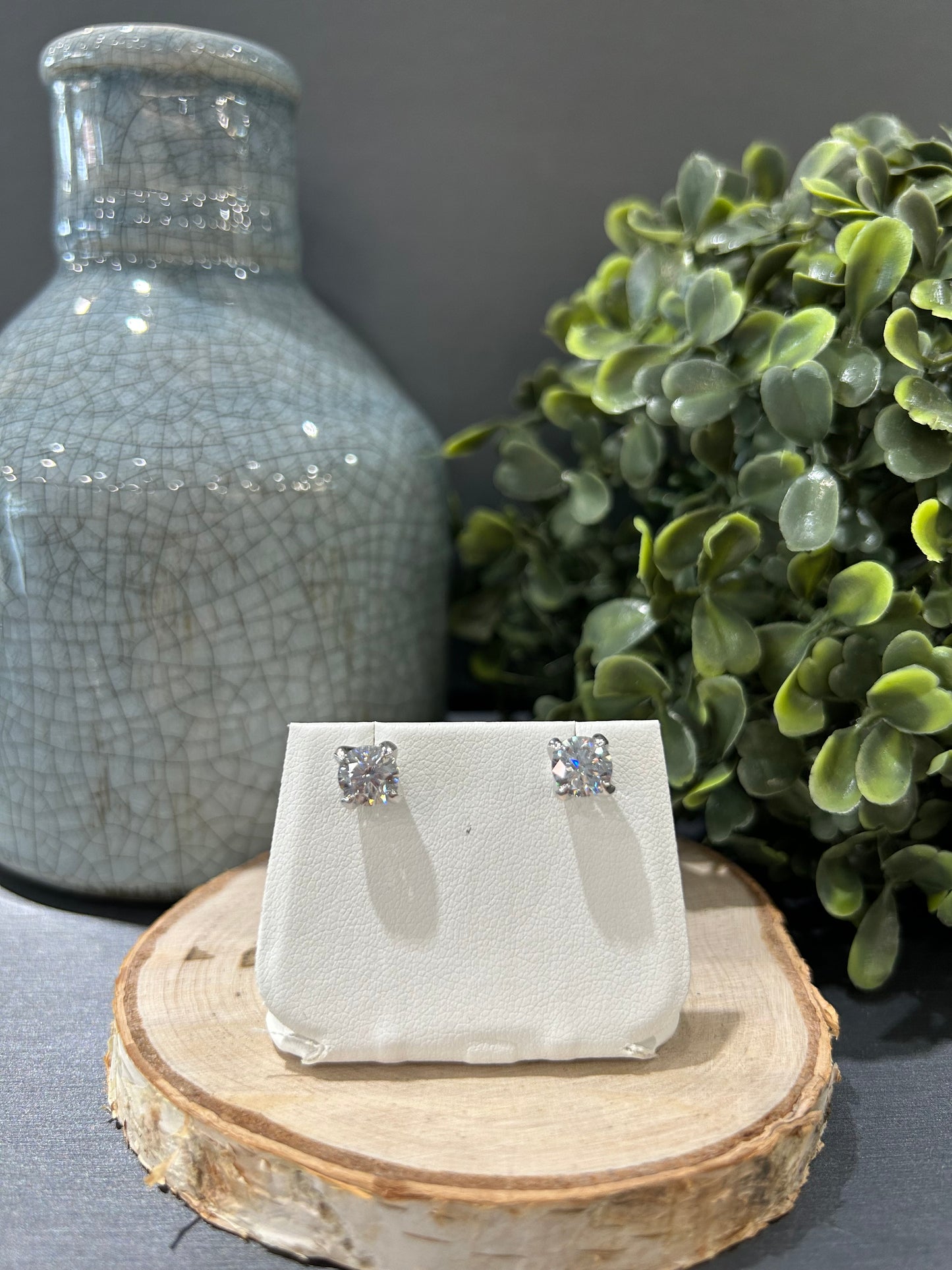 14k White Gold Lab Diamond Stud Earrings