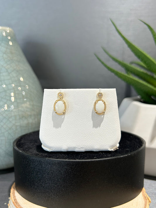 10k Gold Oval Gemstone Gold Halo Stud Earrings