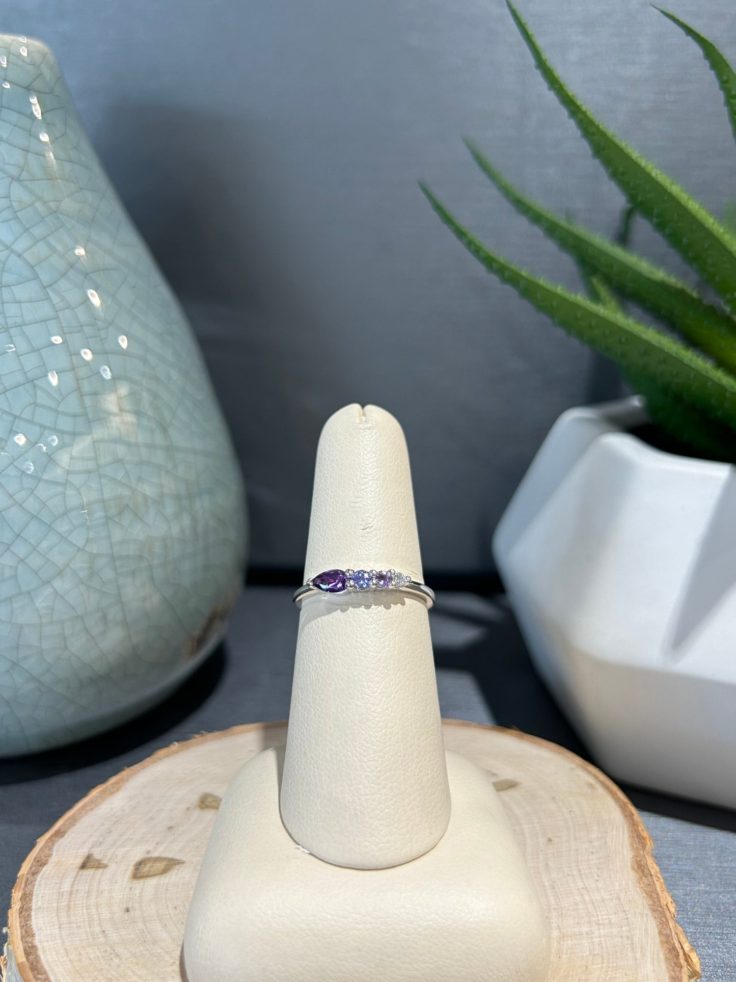 10k White Gold Amethyst and Tanzanite Ring