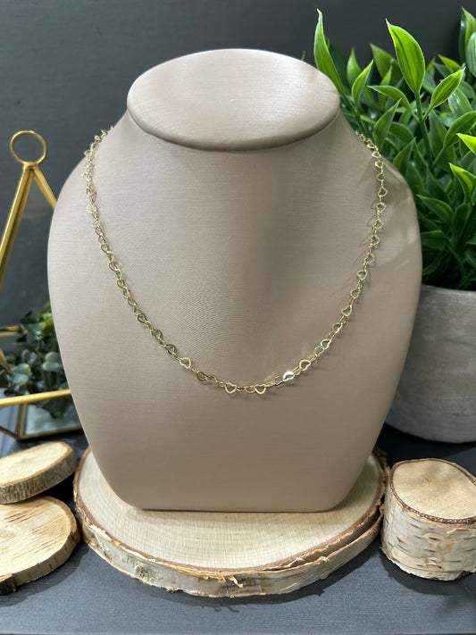 Women's 10k Yellow Gold 2.1mm Heart Link Chain