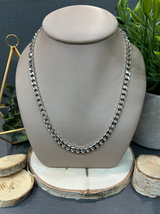 Men's Sterling Silver 5.7mm Square Curb Chain