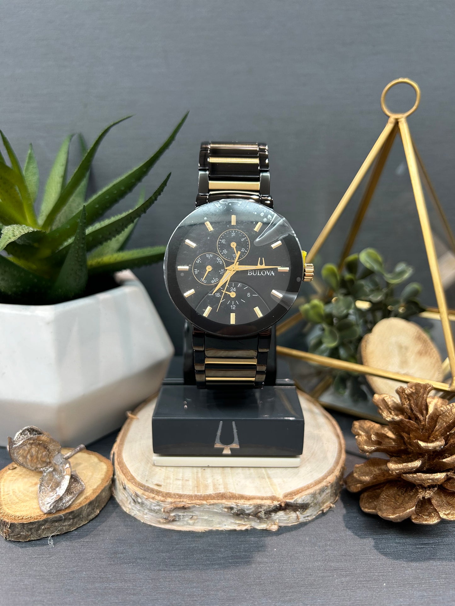 Men's Bulova Gold Dial Accent Watch with Metal Band