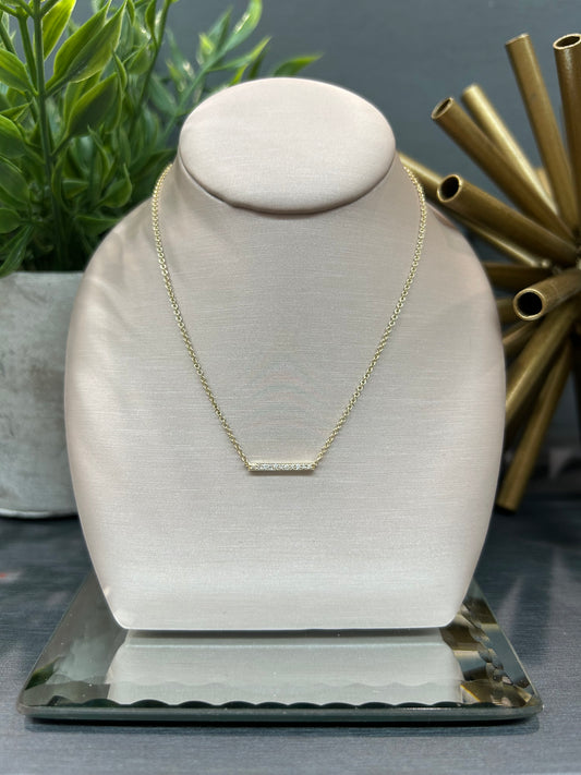 10k Gold 0.05ctw Diamond Small Bar Necklace