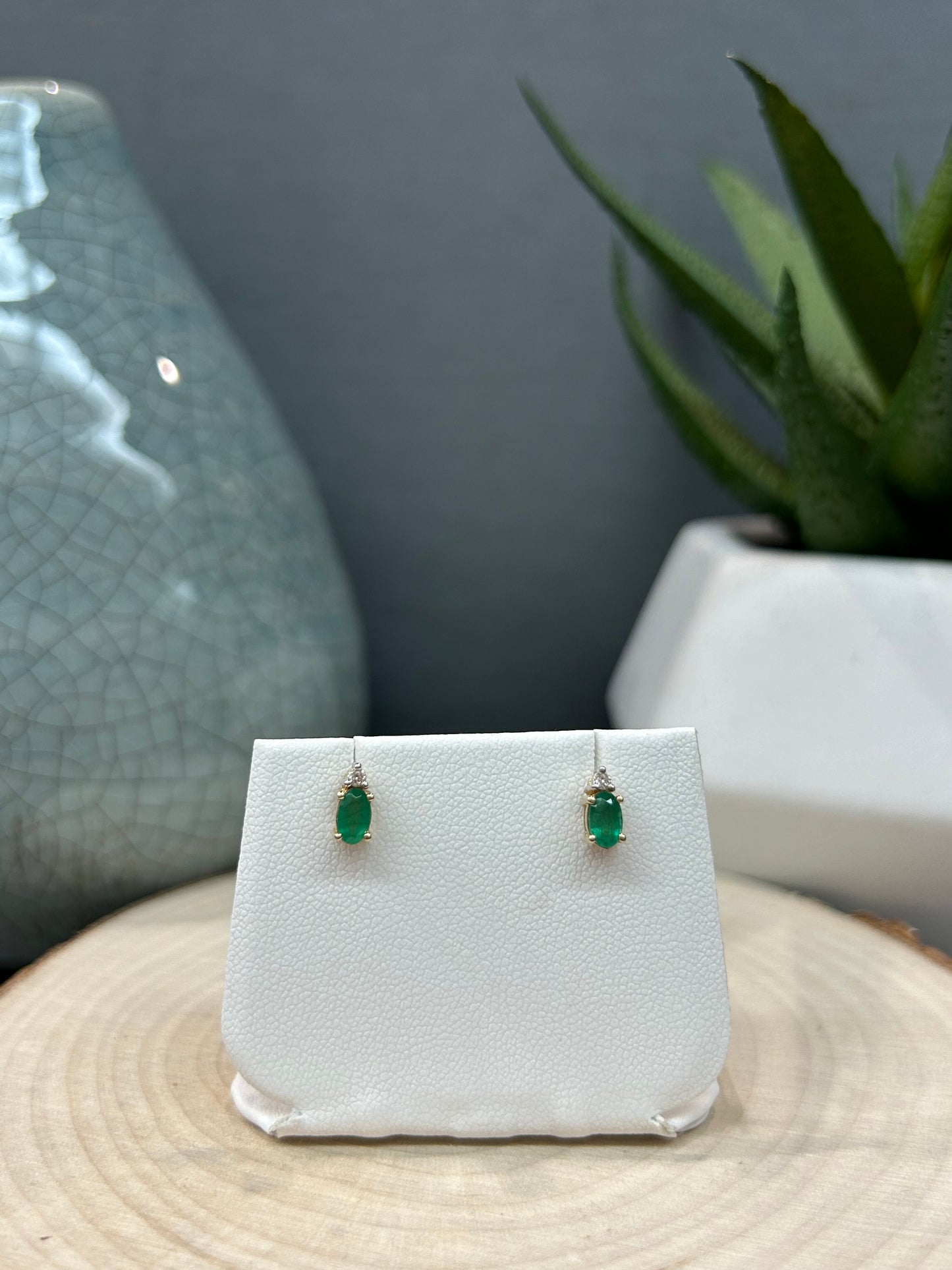 10k Gold Oval Gemstone Stud Earrings