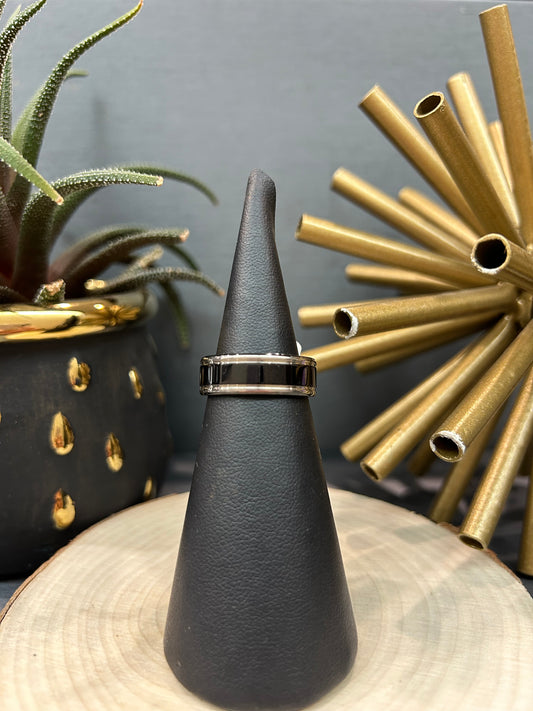 Titanium 8mm Polished Black Center Band