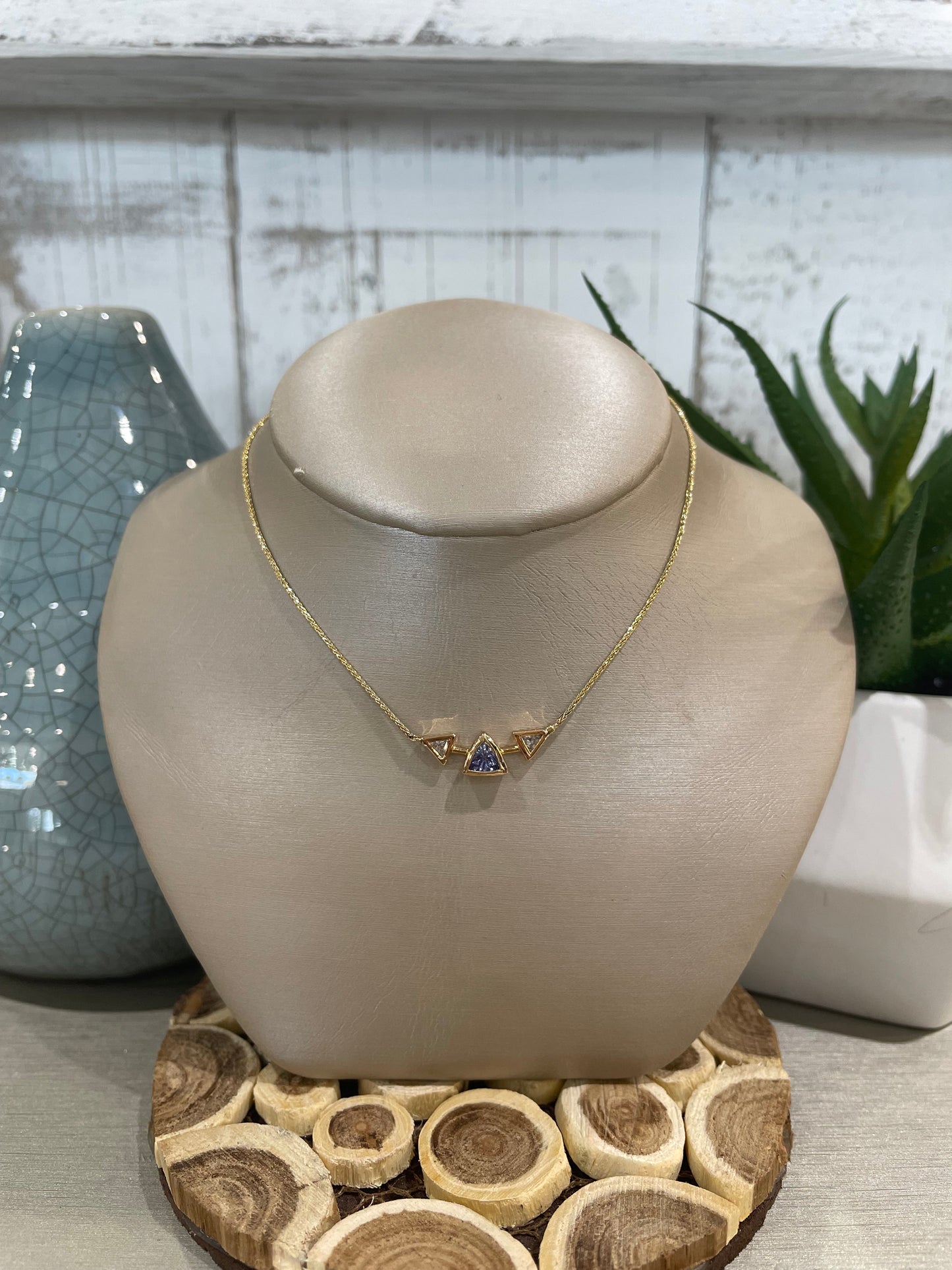 10k Yellow Gold Trillion Tanzanite Necklace