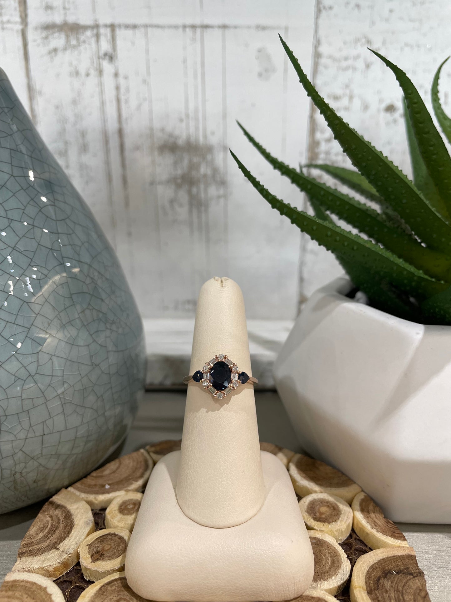 10k Rose Gold Oval and Pear Sapphire Ring