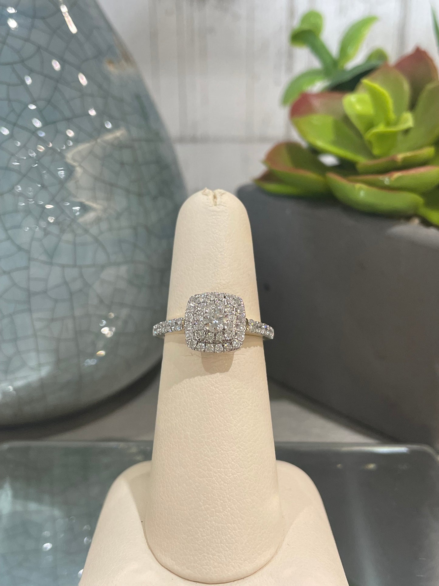 10k Yellow Gold 0.25ct Diamond Double Halo Engagement Ring