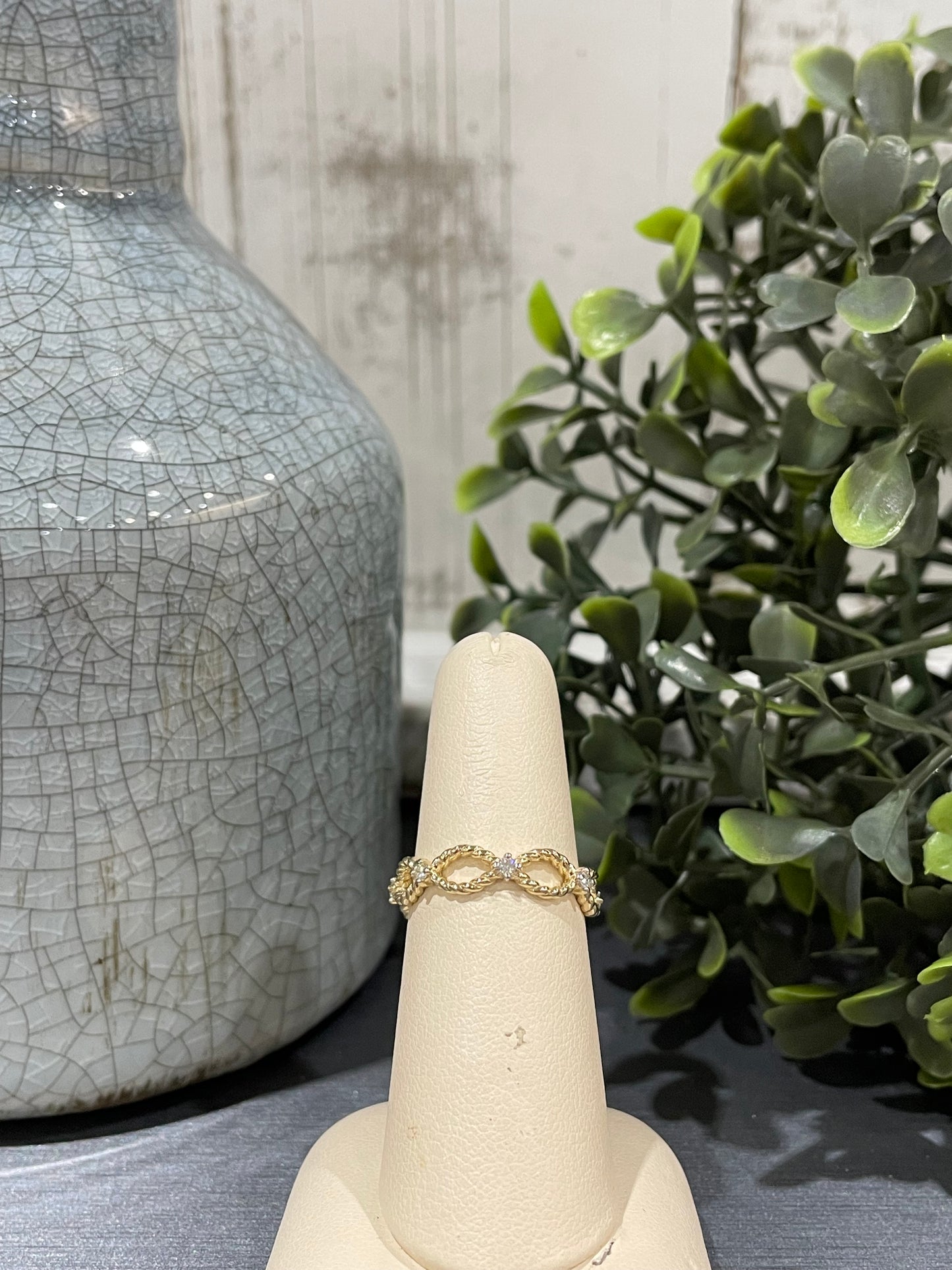10k Yellow Gold 0.10ctw Diamond Rope Eternity Ring
