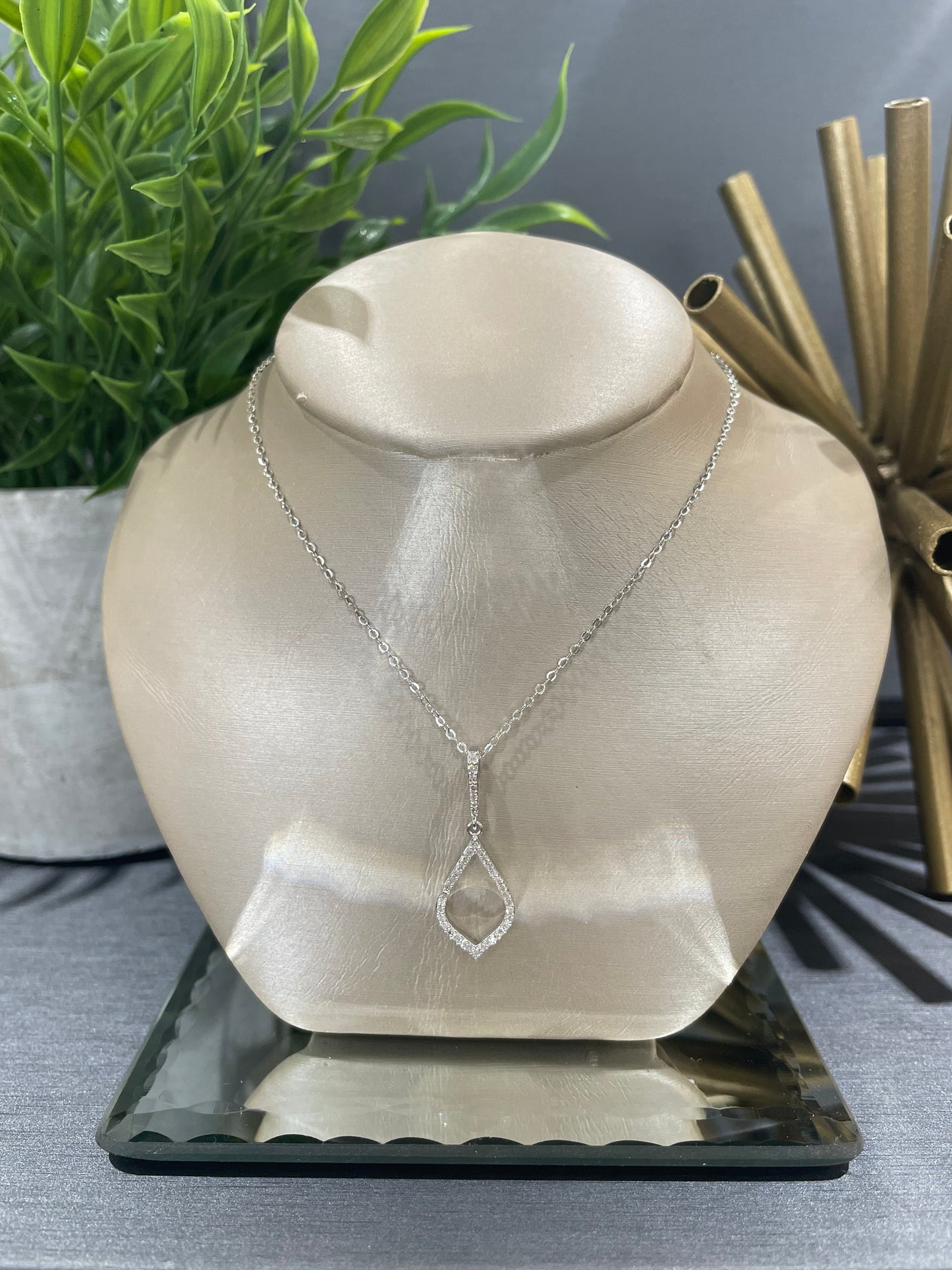 10k White Gold 0.20ctw Diamond Tear Drop with Diamond Bail Pendant
