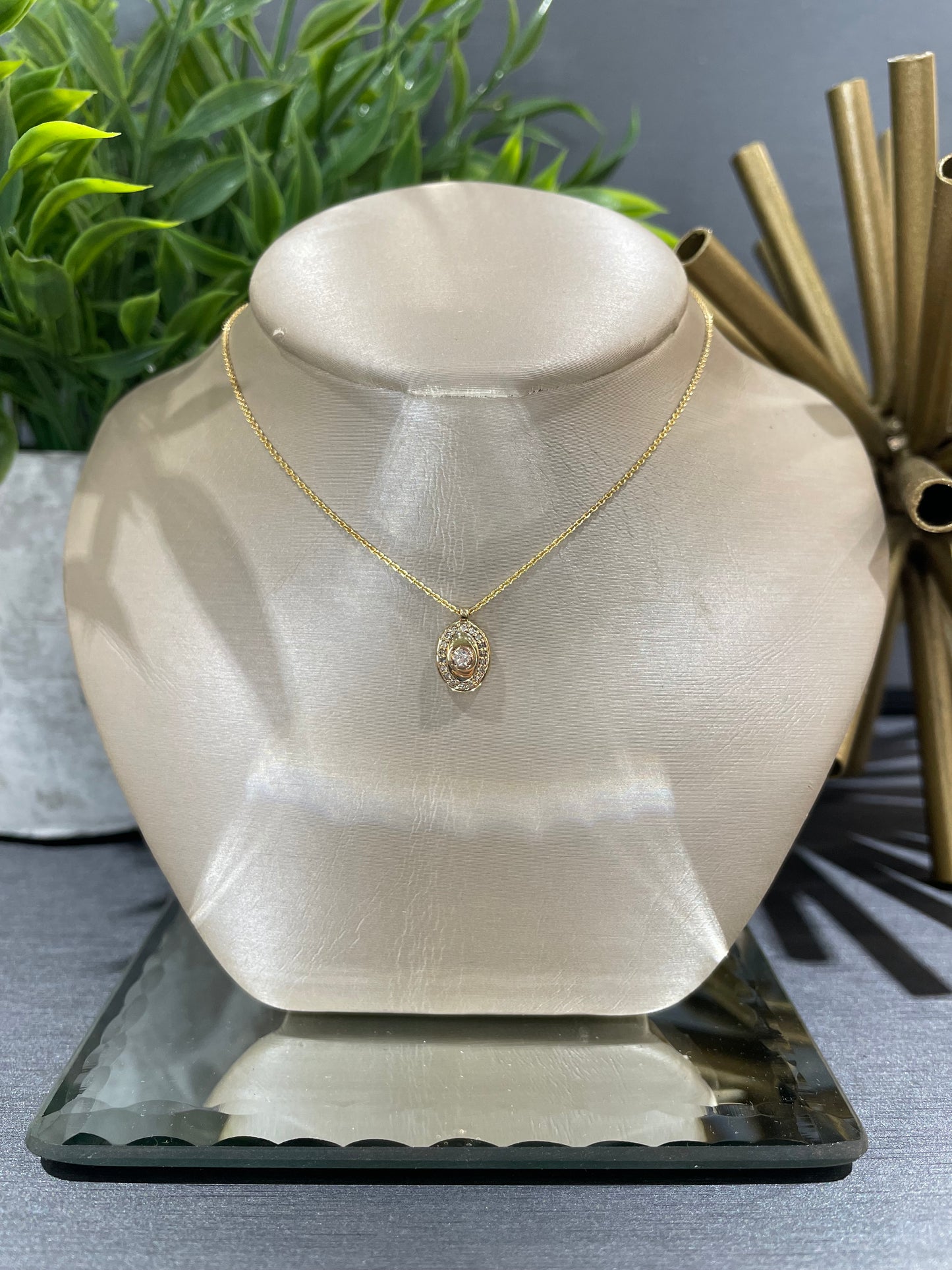 10k Yellow Gold .038ct Diamond Halo Pendant