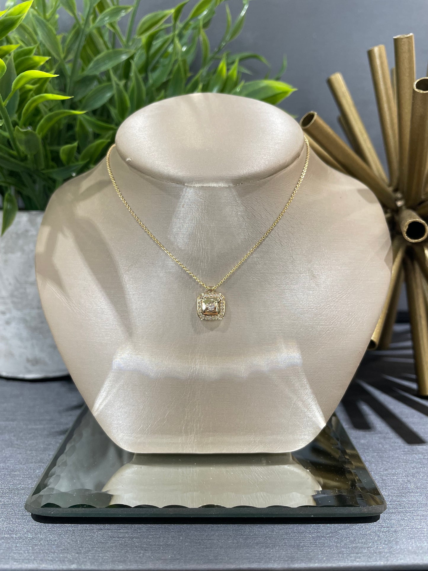 10k Yellow Gold .038ct Diamond Halo Pendant