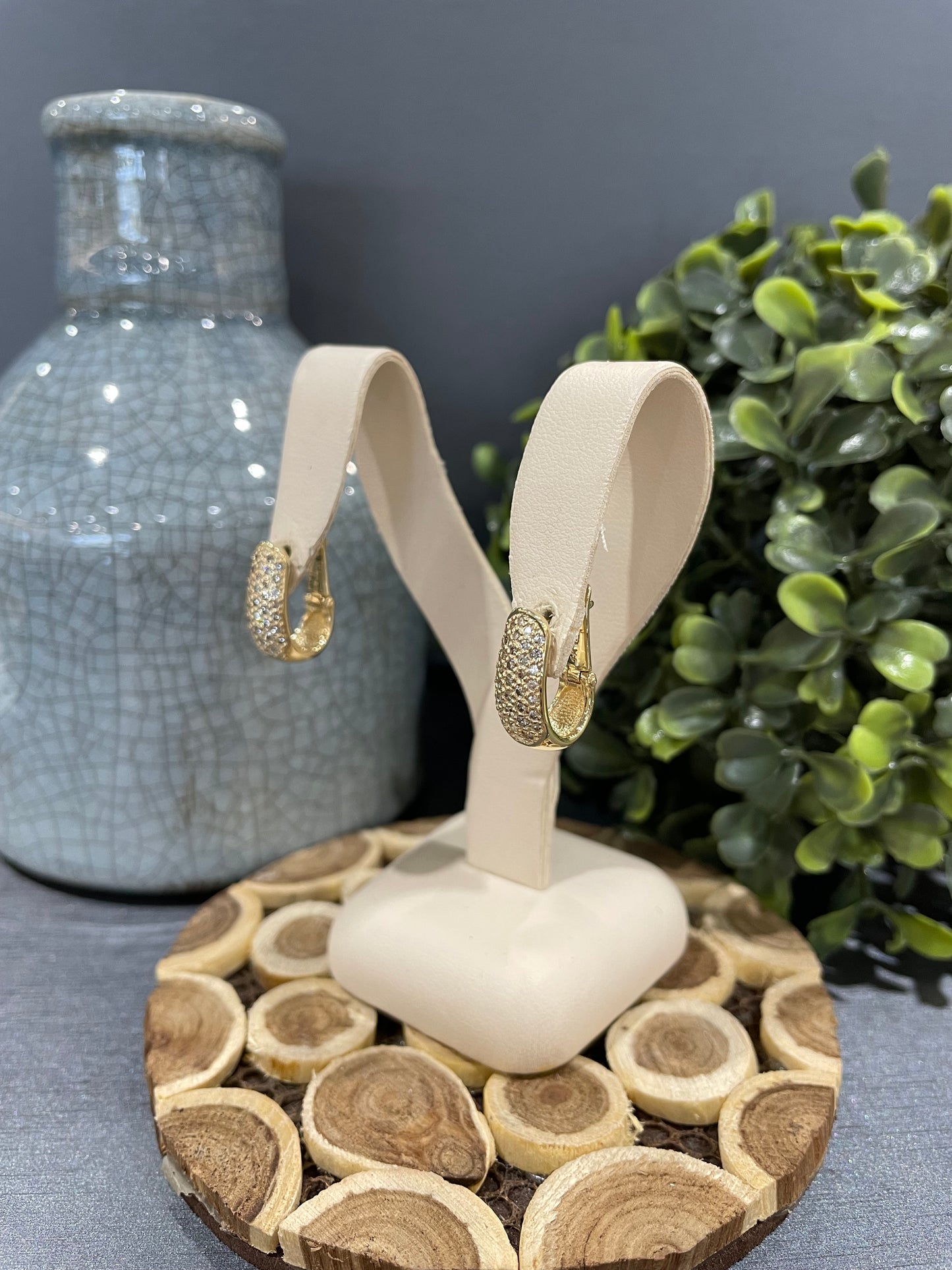 14k Yellow Gold 0.75ctw Diamond Pave Hoop Earrings