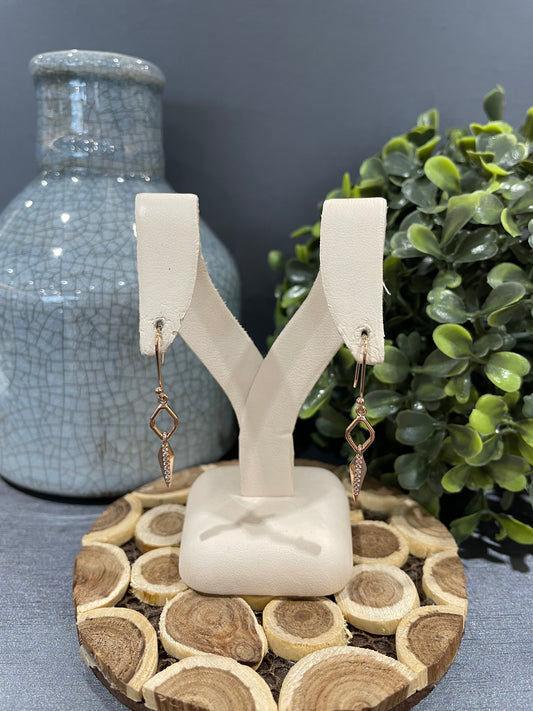 10k Rose Gold .075ctw Diamond Bar Dangle Earrings