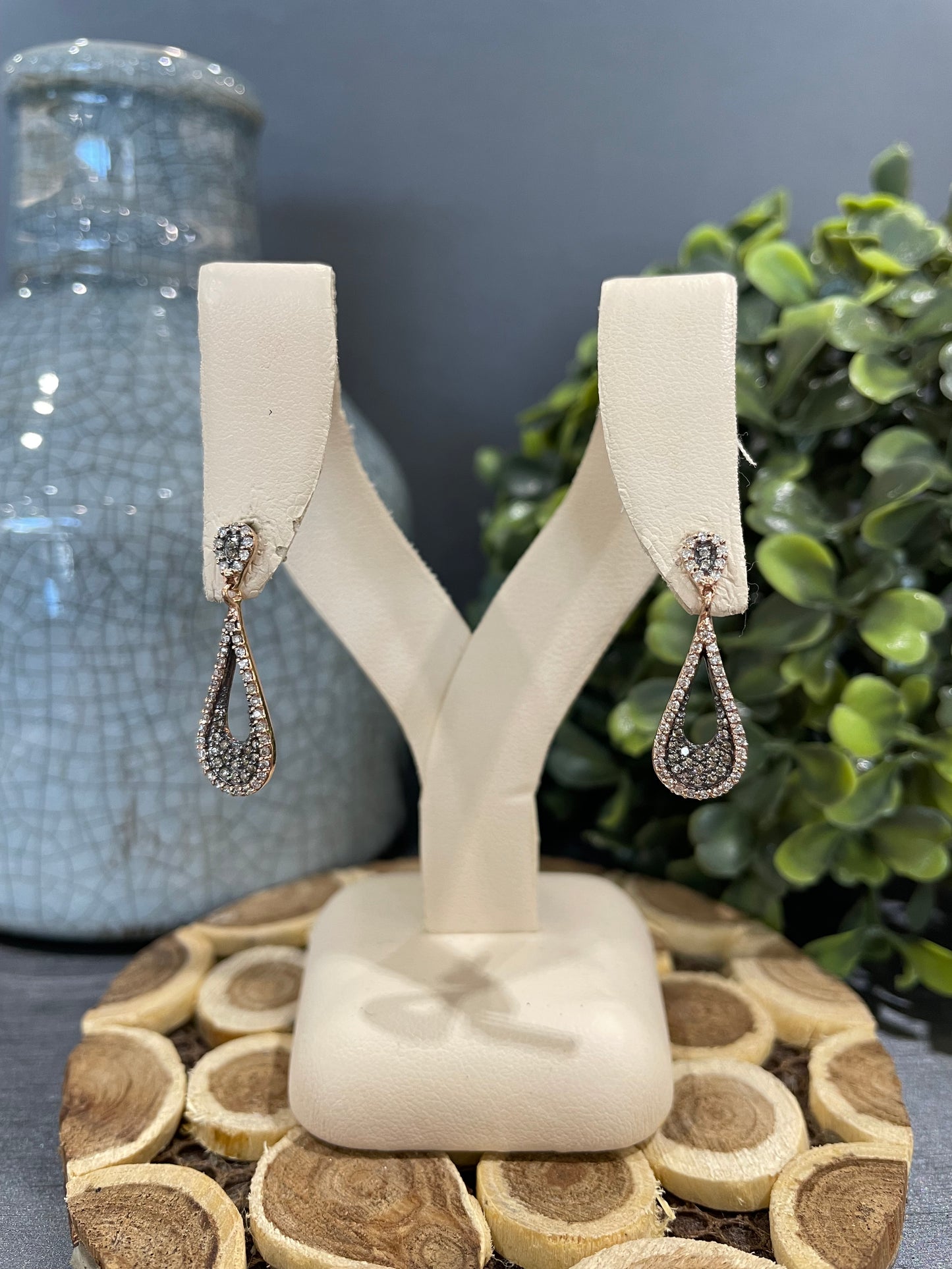 10k Rose Gold 0.50ctw Chocolate Diamond Dangle Earrings