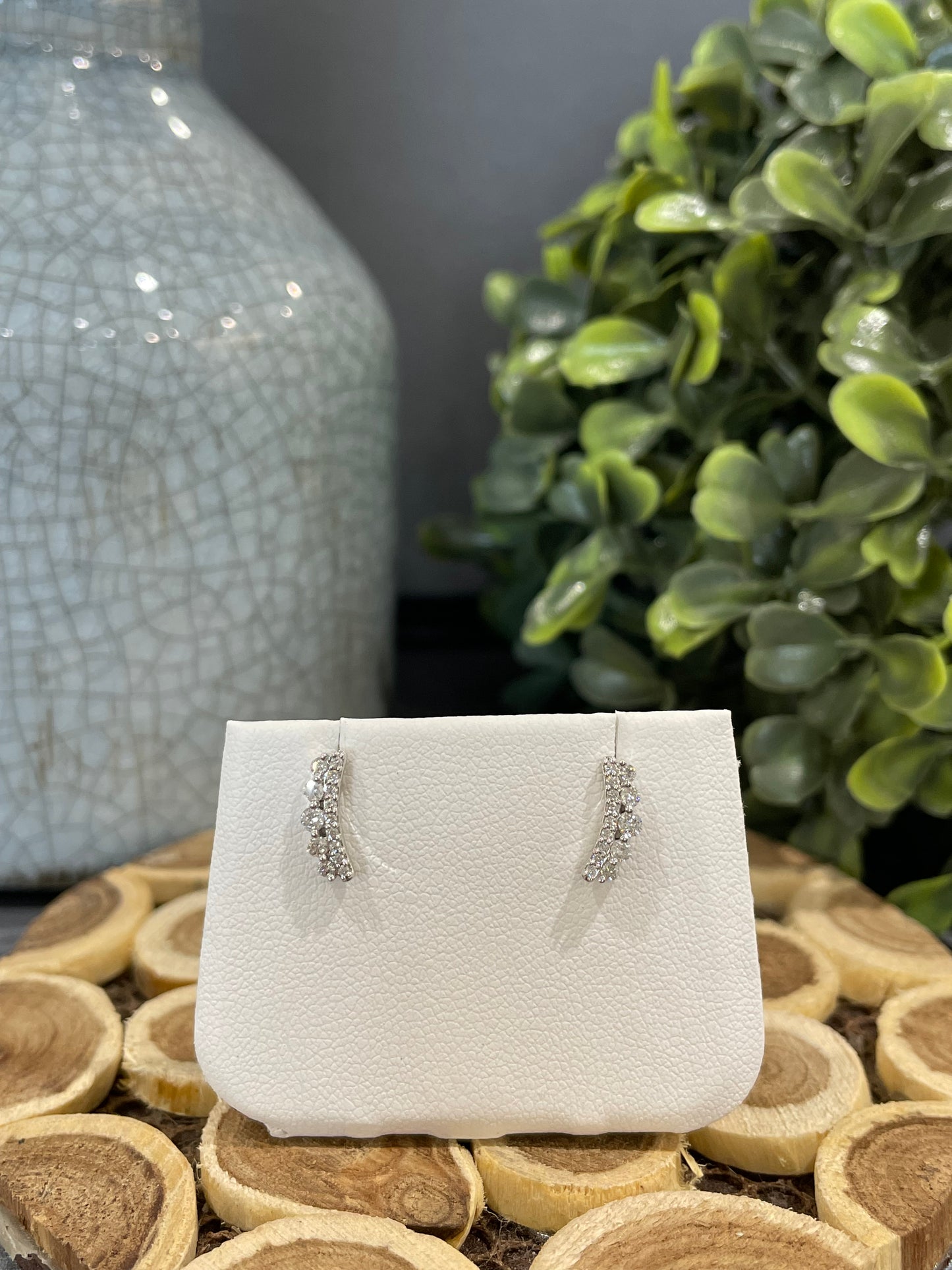 10k White Gold 0.24ctw Diamond Double Row Stud Earrings