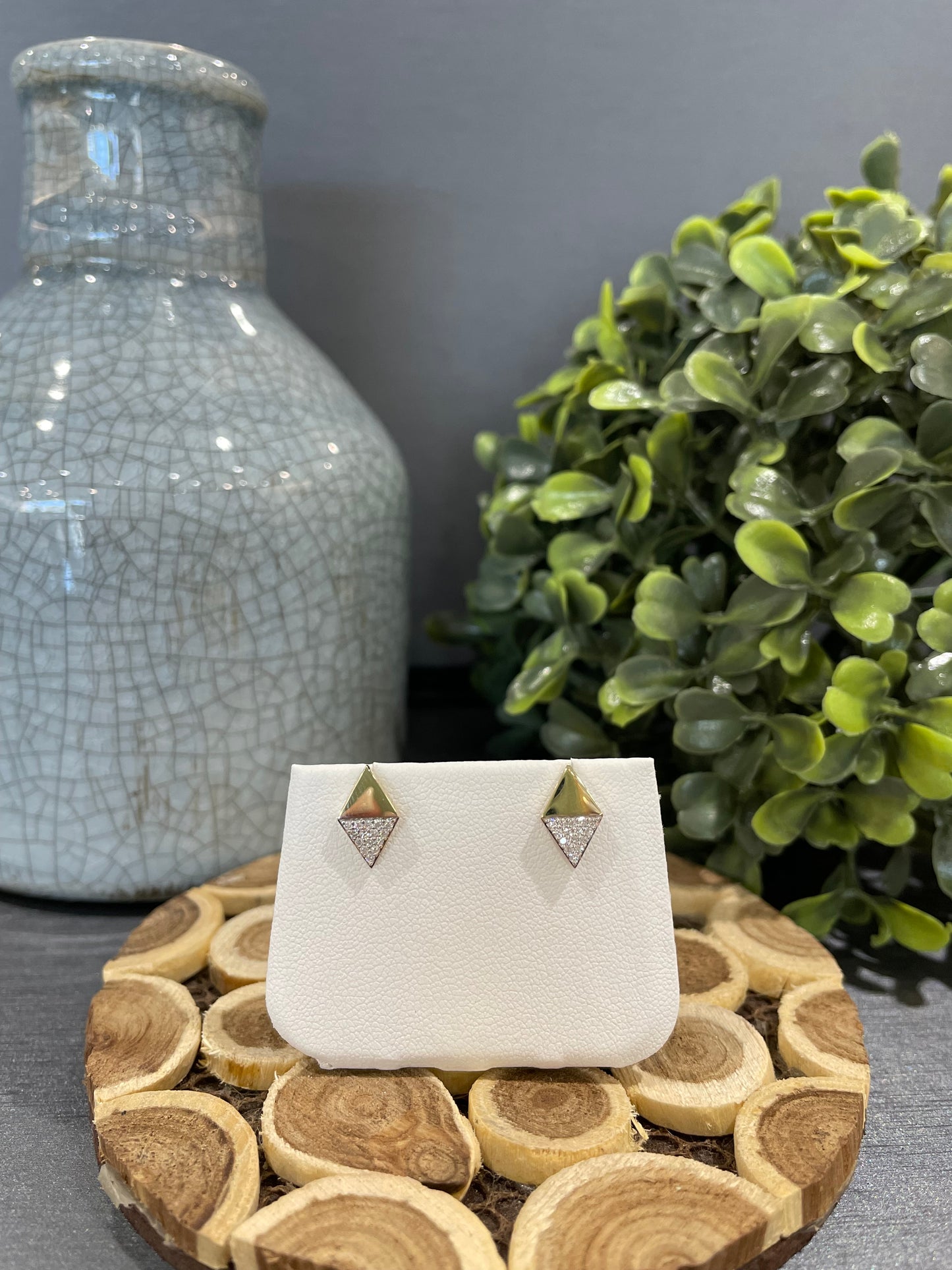 10k Yellow Gold 0.15ctw Diamond Triangle Stud Earrings