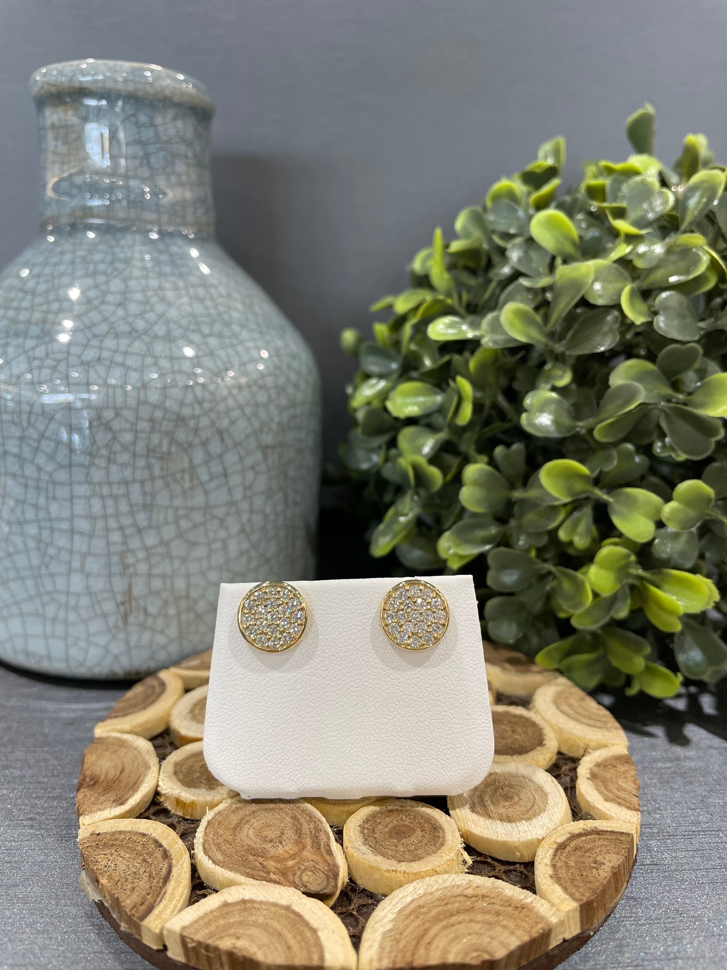 14k Yellow Gold 1.01ctw Diamond Pave Max Strauss Stud Earrings