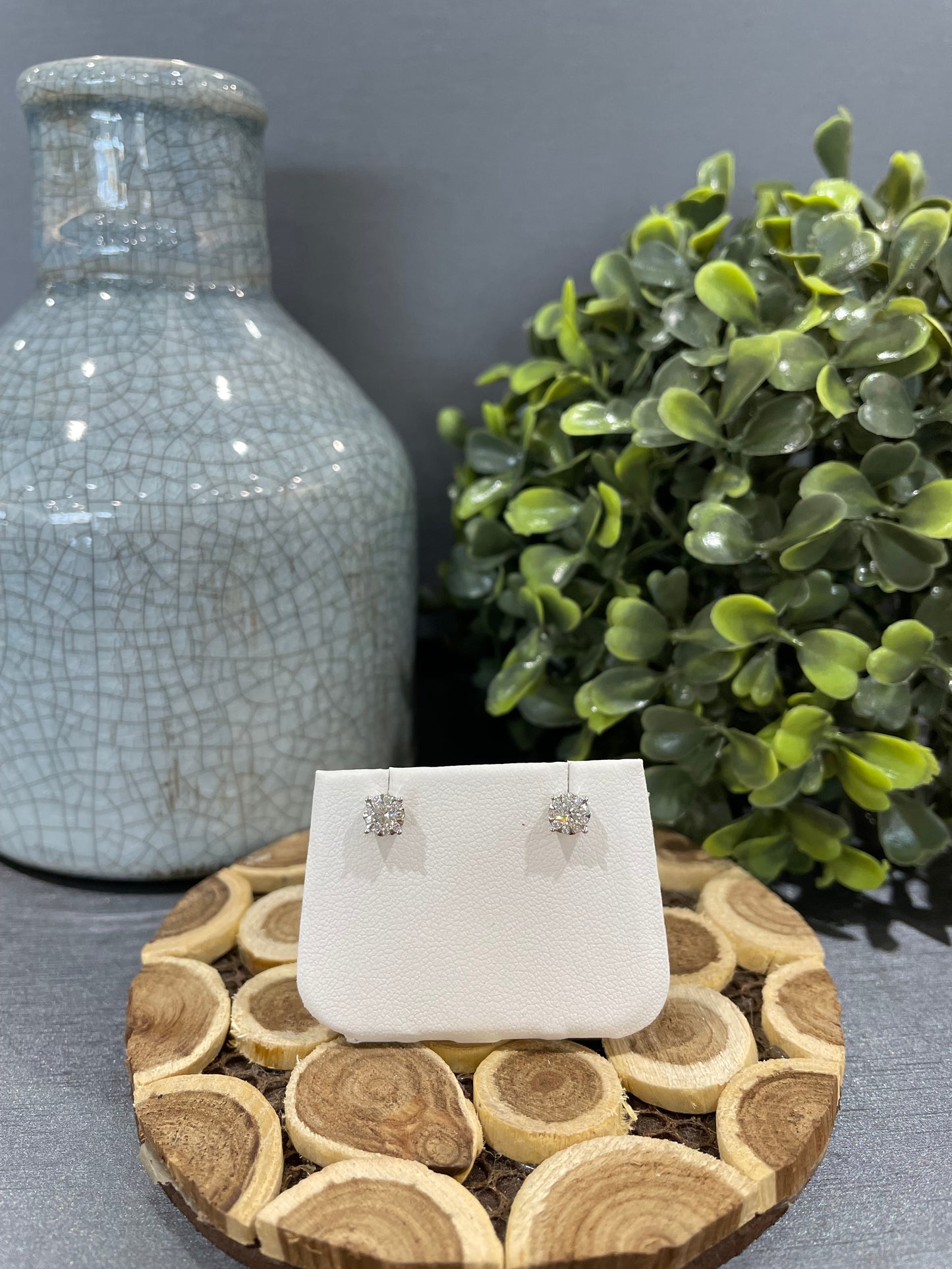 14k White Gold Diamond Bouquet Max Strauss Stud Earrings