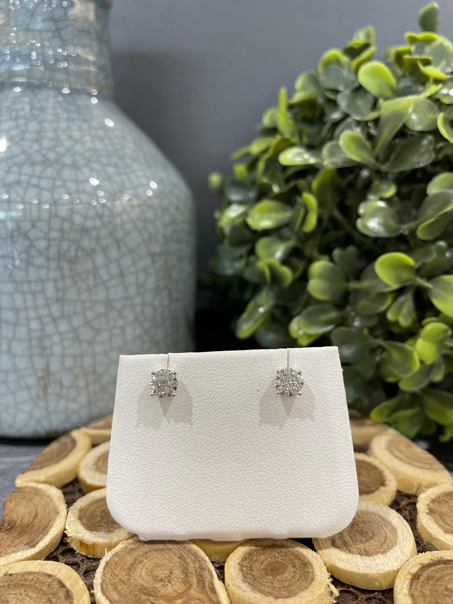 14k White Gold Diamond Bouquet Max Strauss Stud Earrings